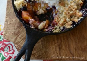 Skillet Bourbon Peach and Blueberry Crumble Recipe