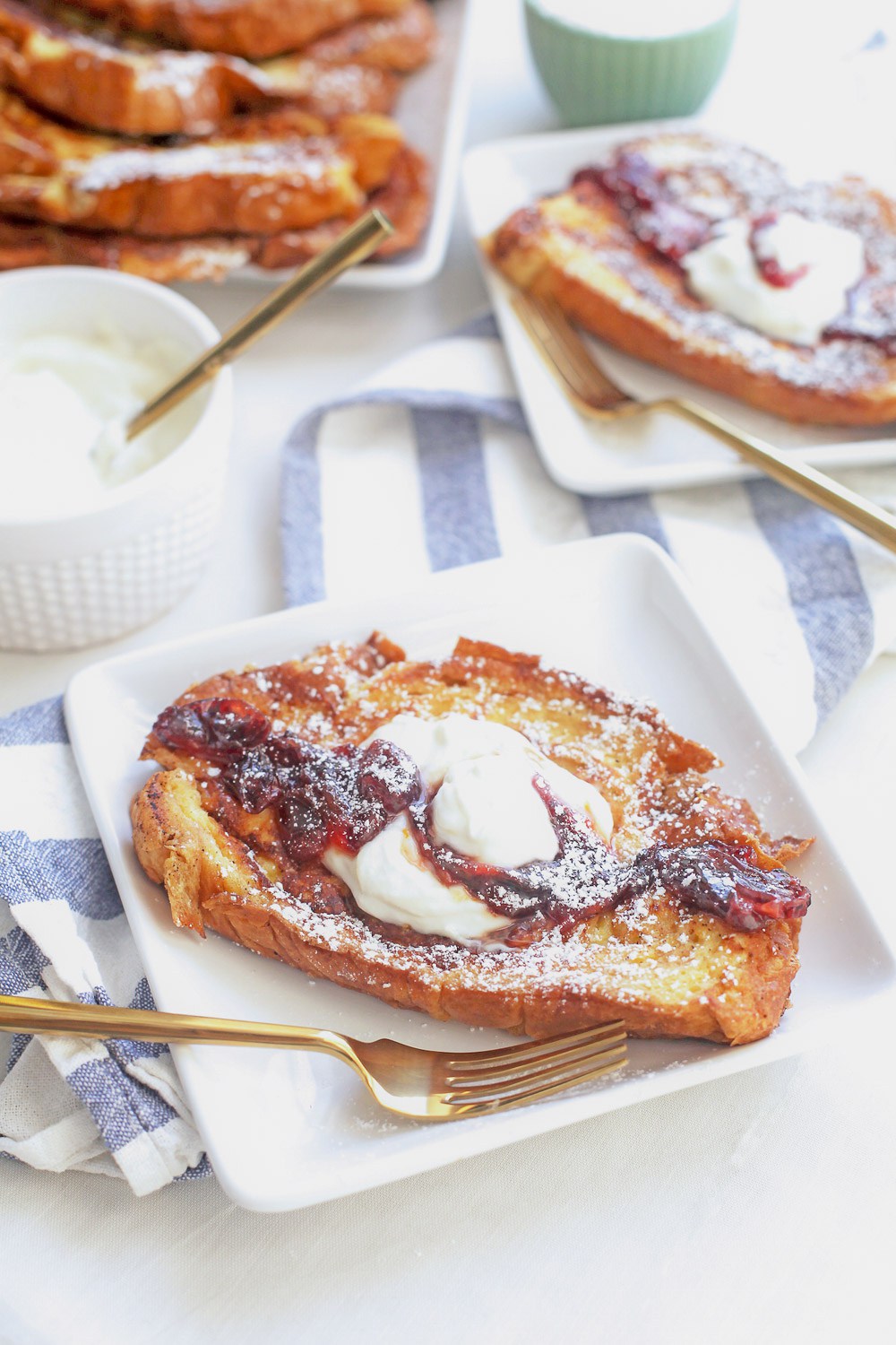 Whipped Ricotta Topped French Toast with Boozy Blood Orange Compote