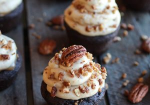 Chocolate Bourbon Pecan Pie Cupcakes with Butter Pecan Frosting Recipe