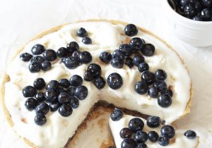 Frozen Yogurt Pie with Boozy Blueberries Recipe