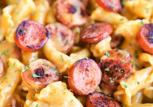 Beer Cheese and Sausage Pasta