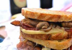 Mushroom Bacon Stout Grilled Cheese