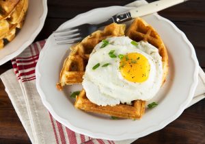 Beer Raised Waffles with Cheddar and Scallions Recipe