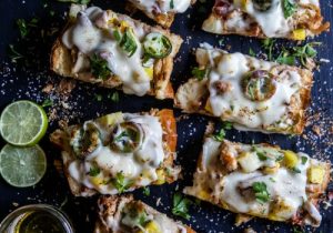 Pineapple Chicken French Bread with Rum Cheese Sauce