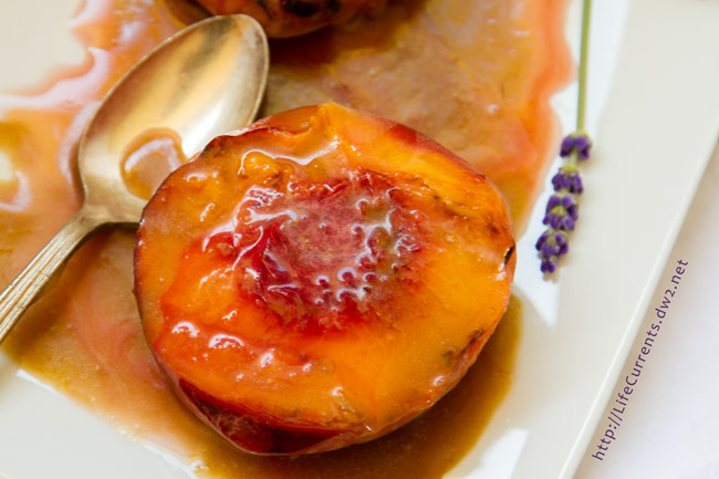 Grilled Peaches with Cointreau Caramel Sauce Recipe