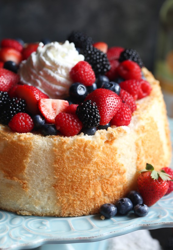 Angel Food Cake with Wine Soaked Berries Recipe