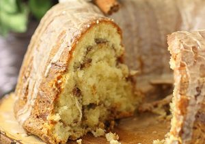 Coquito Cinnamon Roll Bundt Cake